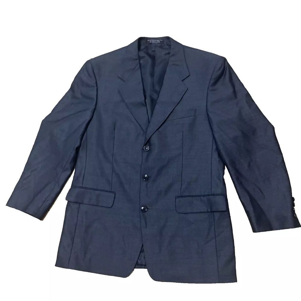 Jones New York Robinsons May Vtg Wool Silk Jacket Men 40R Charcoal Suit Blazer